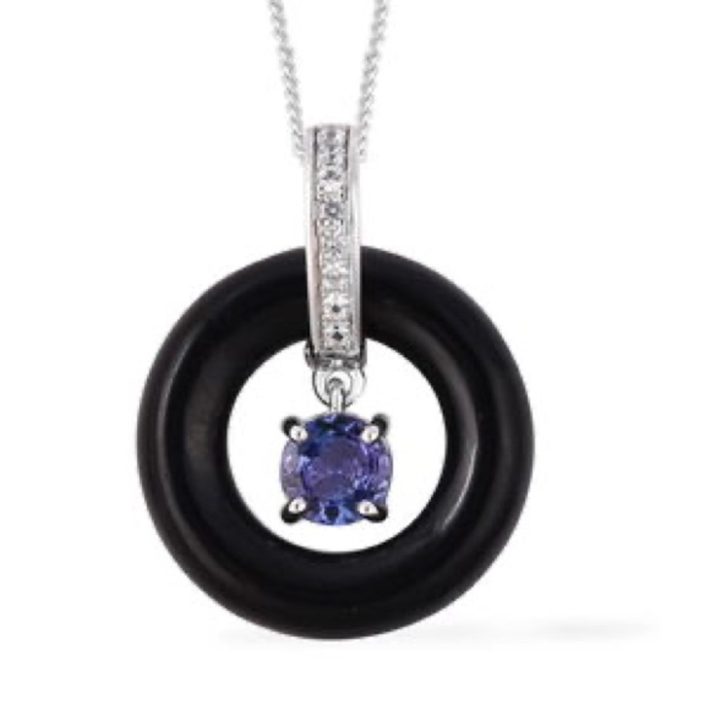 Burmese Black Jade,AAA Tanzanite, Necklace